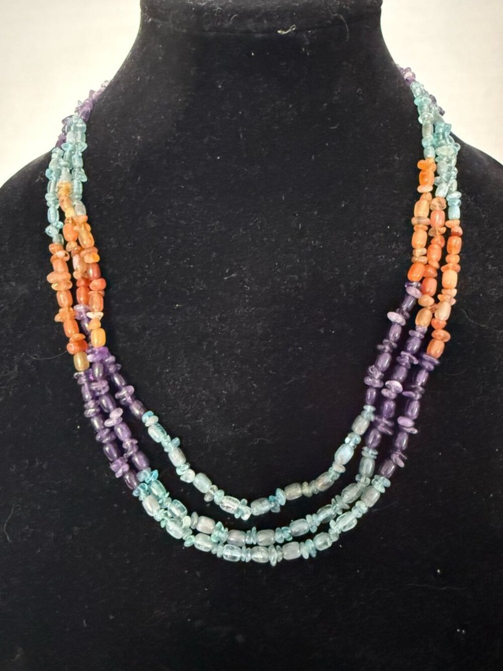Jay King Desert Rose Trading DRT Triple Strand Stone .925 76g TW Necklace Signed